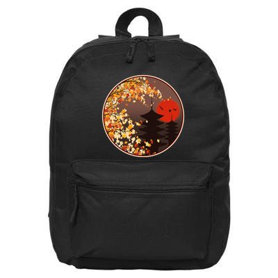 Japanese Autumn Fall Leaves Pagodas 16 in Basic Backpack