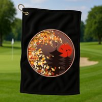 Japanese Autumn Fall Leaves Pagodas Golf Towel
