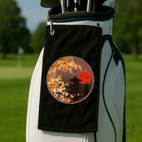 Japanese Autumn Fall Leaves Pagodas Golf Towel