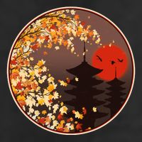 Japanese Autumn Fall Leaves Pagodas Golf Towel