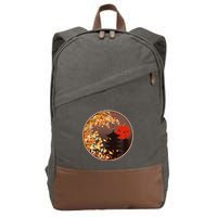 Japanese Autumn Fall Leaves Pagodas Cotton Canvas Backpack