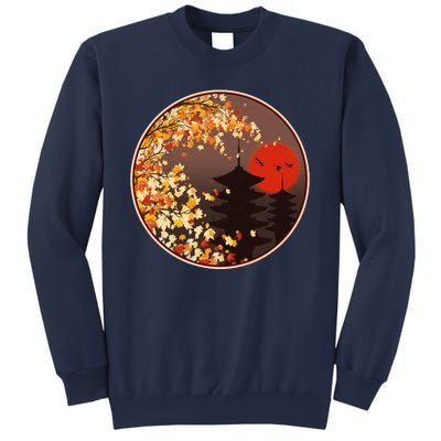 Japanese Autumn Fall Leaves Pagodas Sweatshirt