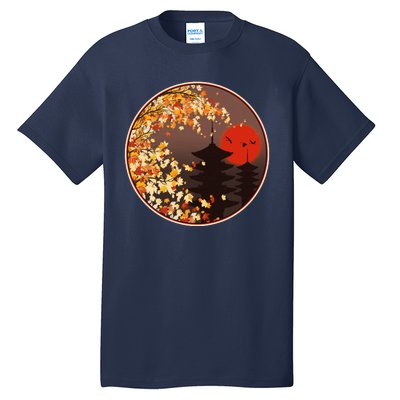 Japanese Autumn Fall Leaves Pagodas Tall T-Shirt