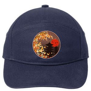 Japanese Autumn Fall Leaves Pagodas 7-Panel Snapback Hat