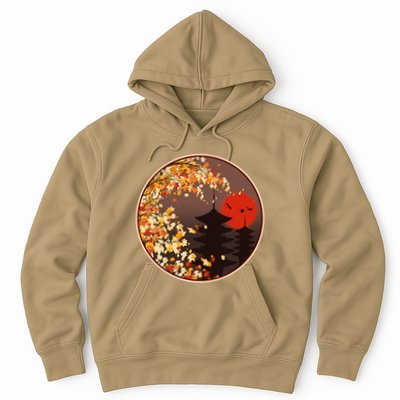 Japanese Autumn Fall Leaves Pagodas Hoodie