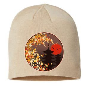 Japanese Autumn Fall Leaves Pagodas Sustainable Beanie