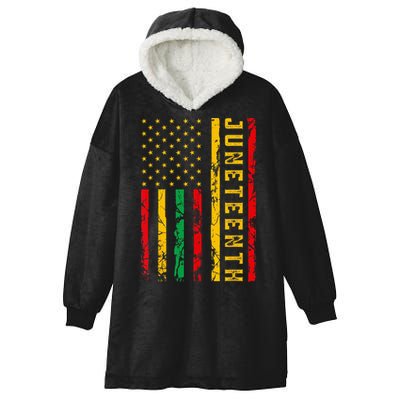 Juneteenth American Flag African Hooded Wearable Blanket
