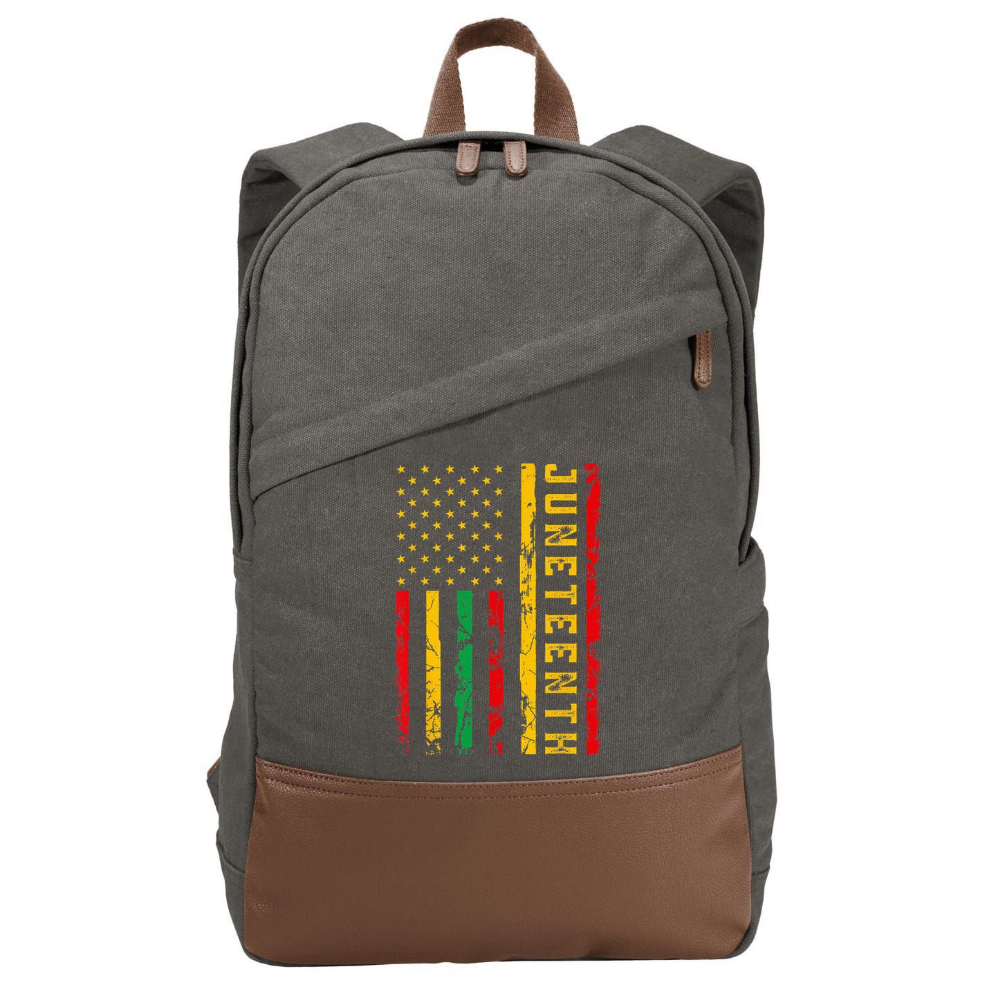 Juneteenth American Flag African Cotton Canvas Backpack
