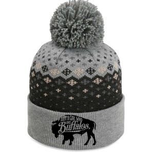 Just A Girl Who Loves Buffaloes Buffalo Bison Lover The Baniff Cuffed Pom Beanie