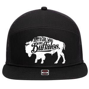 Just A Girl Who Loves Buffaloes Buffalo Bison Lover 7 Panel Mesh Trucker Snapback Hat