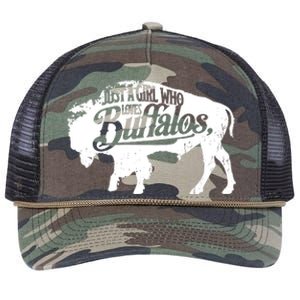 Just A Girl Who Loves Buffaloes Buffalo Bison Lover Retro Rope Trucker Hat Cap