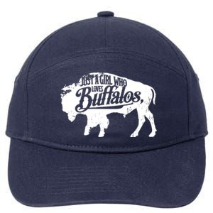 Just A Girl Who Loves Buffaloes Buffalo Bison Lover 7-Panel Snapback Hat