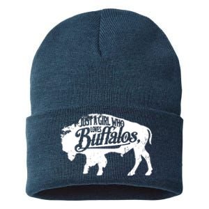 Just A Girl Who Loves Buffaloes Buffalo Bison Lover Sustainable Knit Beanie