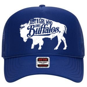 Just A Girl Who Loves Buffaloes Buffalo Bison Lover High Crown Mesh Back Trucker Hat