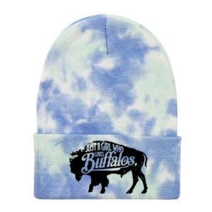 Just A Girl Who Loves Buffaloes Buffalo Bison Lover Tie Dye 12in Knit Beanie