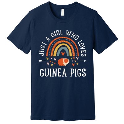 Just A Girl Who Loves Guinea Pigs Rainbow Gifts Cavy Lover Premium T-Shirt