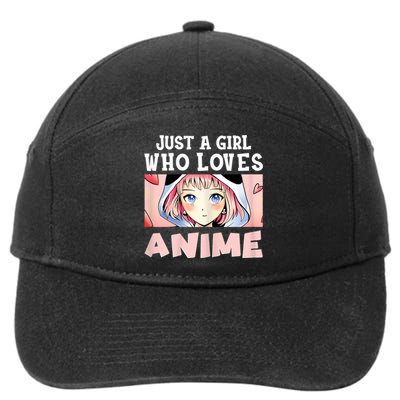 Just A Girl Who Loves Anime Kawaii Japanese Anime 7-Panel Snapback Hat