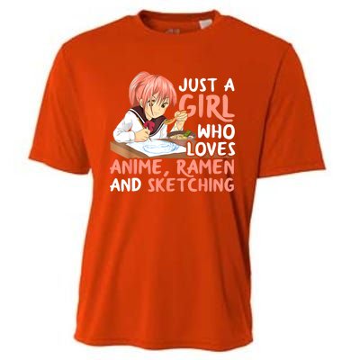 Just A Girl Who Loves Anime Ramen And Sketching Teen Girls Cooling Performance Crew T-Shirt