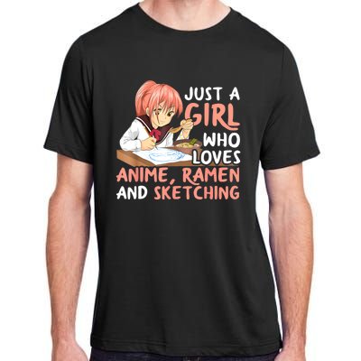 Just A Girl Who Loves Anime Ramen And Sketching Teen Girls Adult ChromaSoft Performance T-Shirt