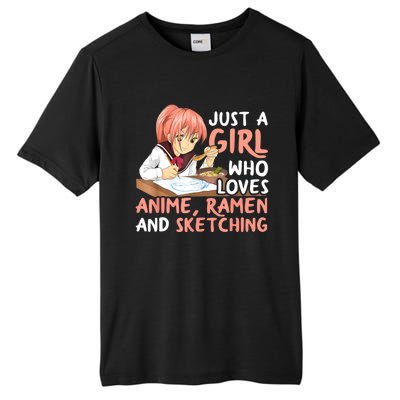 Just A Girl Who Loves Anime Ramen And Sketching Teen Girls Tall Fusion ChromaSoft Performance T-Shirt