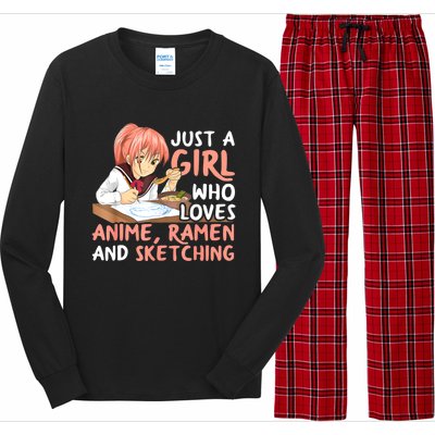 Just A Girl Who Loves Anime Ramen And Sketching Teen Girls Long Sleeve Pajama Set