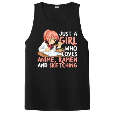 Just A Girl Who Loves Anime Ramen And Sketching Teen Girls PosiCharge Competitor Tank