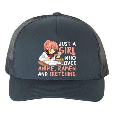 Just A Girl Who Loves Anime Ramen And Sketching Teen Girls Yupoong Adult 5-Panel Trucker Hat