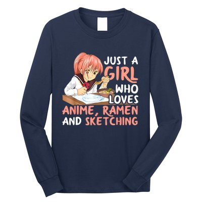 Just A Girl Who Loves Anime Ramen And Sketching Teen Girls Long Sleeve Shirt