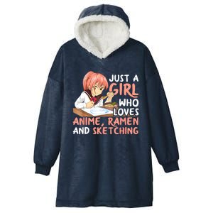 Just A Girl Who Loves Anime Ramen And Sketching Teen Girls Hooded Wearable Blanket