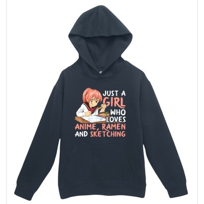 Just A Girl Who Loves Anime Ramen And Sketching Teen Girls Urban Pullover Hoodie