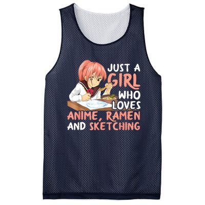 Just A Girl Who Loves Anime Ramen And Sketching Teen Girls Mesh Reversible Basketball Jersey Tank