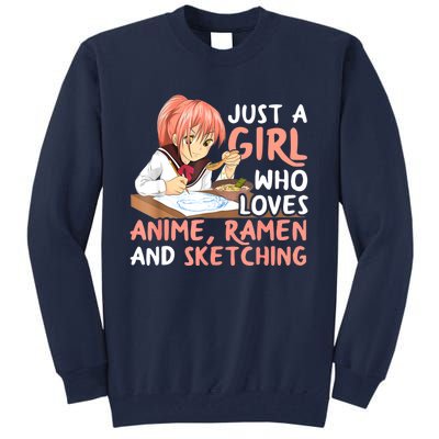 Just A Girl Who Loves Anime Ramen And Sketching Teen Girls Tall Sweatshirt