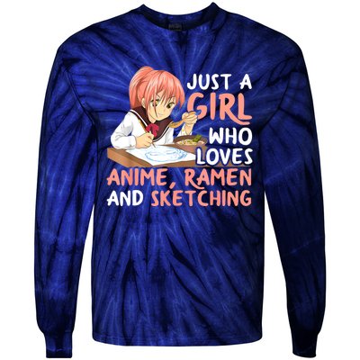 Just A Girl Who Loves Anime Ramen And Sketching Teen Girls Tie-Dye Long Sleeve Shirt