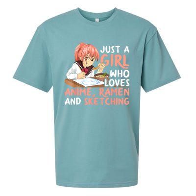 Just A Girl Who Loves Anime Ramen And Sketching Teen Girls Sueded Cloud Jersey T-Shirt