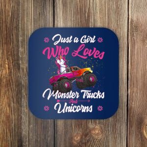 Just A Girl Who Loves Monster Trucks And Unicorns Girls Coaster