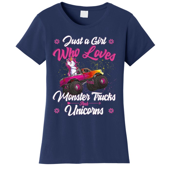 Just A Girl Who Loves Monster Trucks And Unicorns Girls Women's T-Shirt