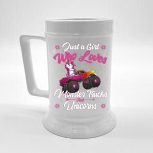 Just A Girl Who Loves Monster Trucks And Unicorns Girls Beer Stein