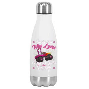 Just A Girl Who Loves Monster Trucks And Unicorns Girls Stainless Steel Insulated Water Bottle