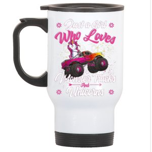 Just A Girl Who Loves Monster Trucks And Unicorns Girls Stainless Steel Travel Mug