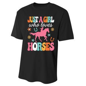 Just A Girl Who Loves Horses Horse Lover Performance Sprint T-Shirt