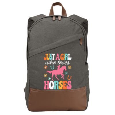 Just A Girl Who Loves Horses Horse Lover Cotton Canvas Backpack