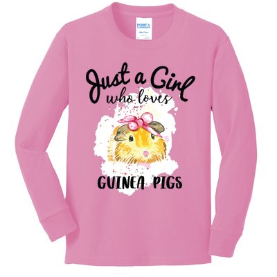 Just A Girl Who Loves Guinea Pigs Shirts Animal Lover Gift Kids Long Sleeve Shirt