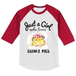 Just A Girl Who Loves Guinea Pigs Shirts Animal Lover Gift Kids Colorblock Raglan Jersey