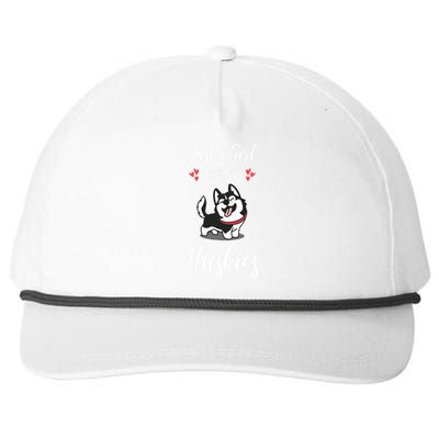 Just A Girl Who Loves Huskies Dog Owner Women Pet Husky Snapback Five-Panel Rope Hat