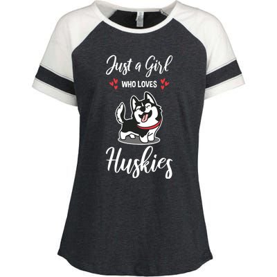 Just A Girl Who Loves Huskies Dog Owner Women Pet Husky Enza Ladies Jersey Colorblock Tee