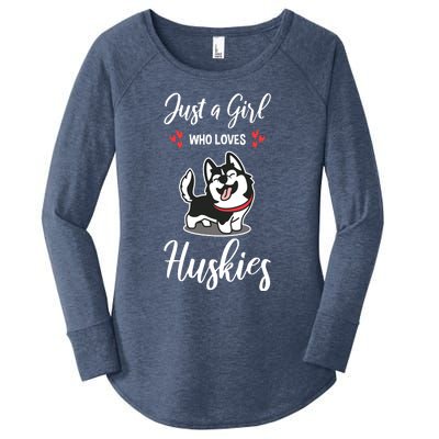 Just A Girl Who Loves Huskies Dog Owner Women Pet Husky Women's Perfect Tri Tunic Long Sleeve Shirt