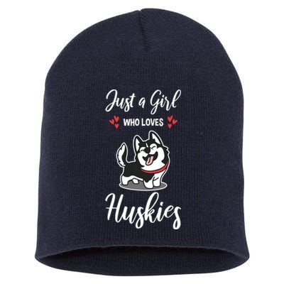 Just A Girl Who Loves Huskies Dog Owner Women Pet Husky Short Acrylic Beanie