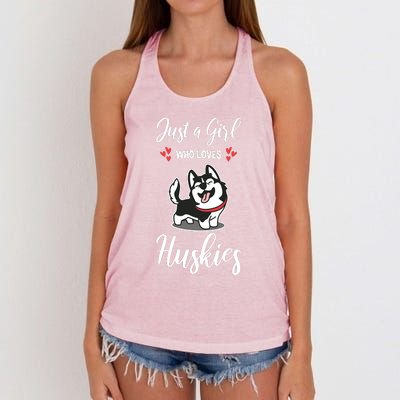 Just A Girl Who Loves Huskies Dog Owner Women Pet Husky Women's Knotted Racerback Tank