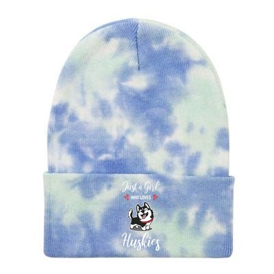 Just A Girl Who Loves Huskies Dog Owner Women Pet Husky Tie Dye 12in Knit Beanie