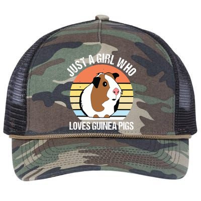 Just A Girl Who Loves Guinea Pigs Vintage Guinea Pig Retro Rope Trucker Hat Cap